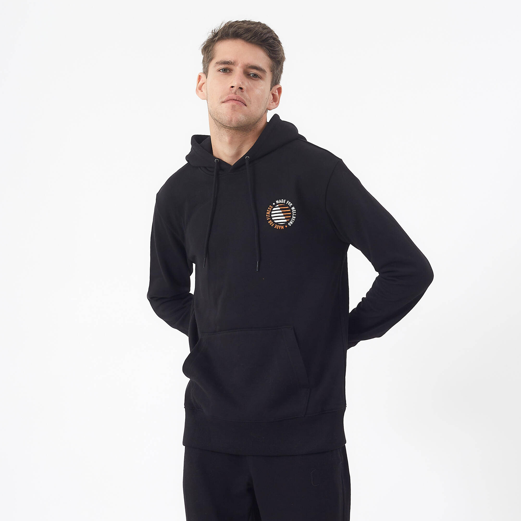 Men's Sweatshirt With Hood And Print 500- Black -  1