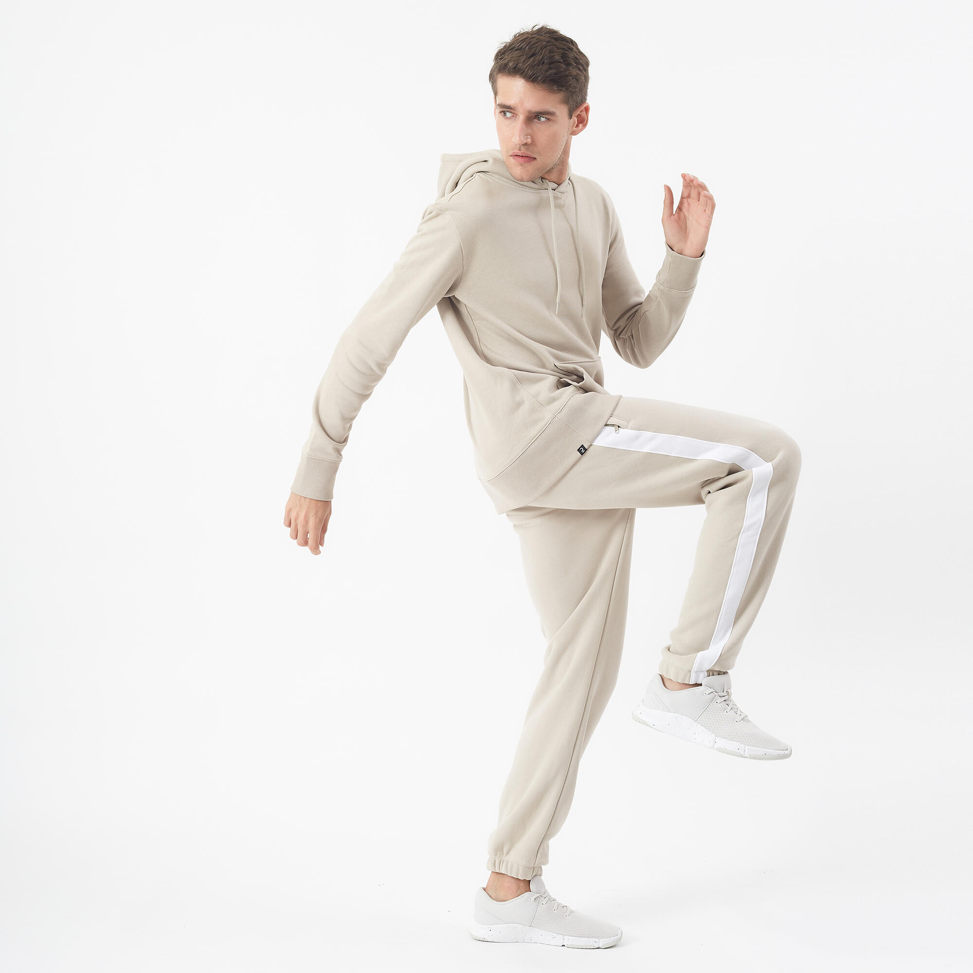 Men's Fitness Hoodie 500 Essentials - Linen 8/9
