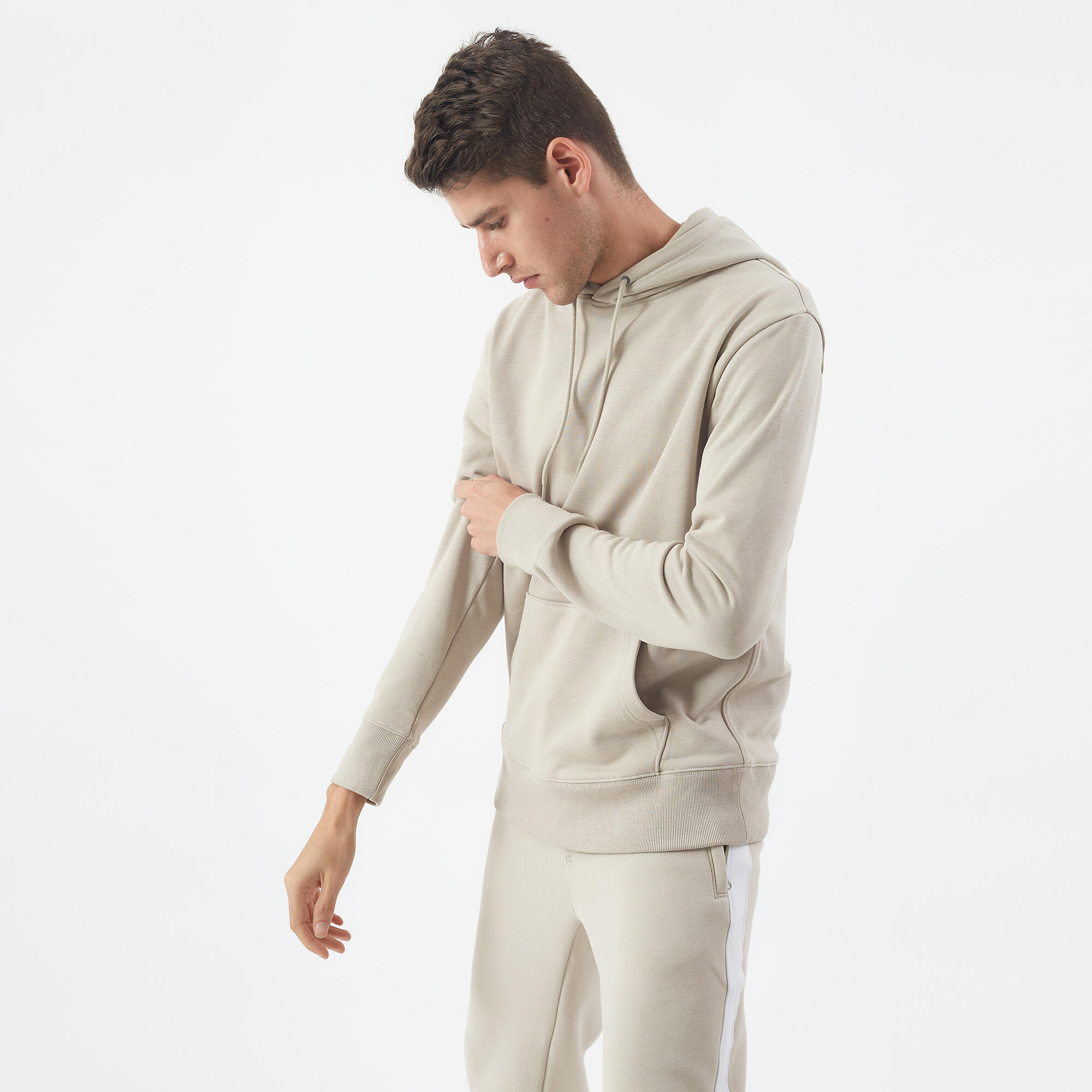 Men's Fitness Hoodie 500 Essentials - Linen 5/9