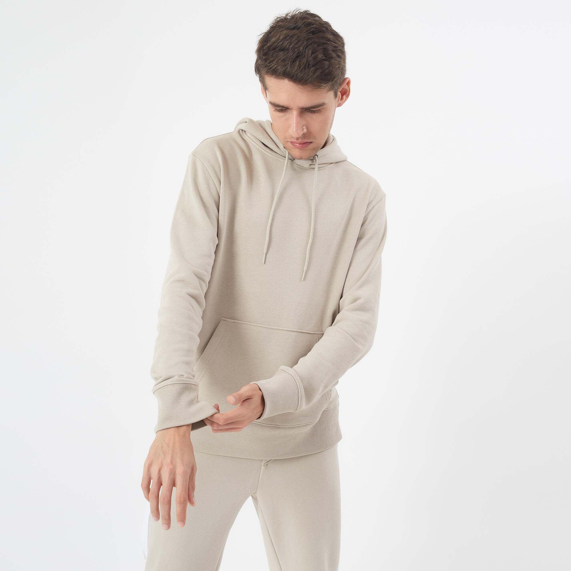 Men's Fitness Hoodie 500 Essentials - Linen 2/9
