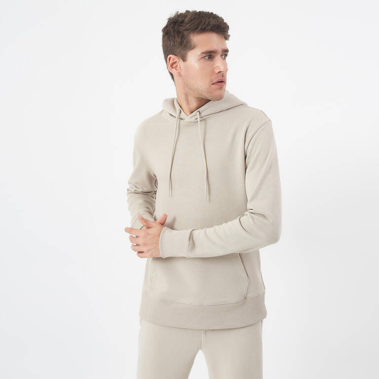 Mens Sweatshirt With Hood 500 Essentials For Gym-Linen