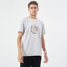 Men's Gym Cotton Blend T-Shirt 500 Printed - Grey/White