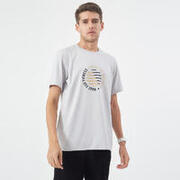Men's Gym Cotton Blend T-Shirt 500 Printed - Grey/White