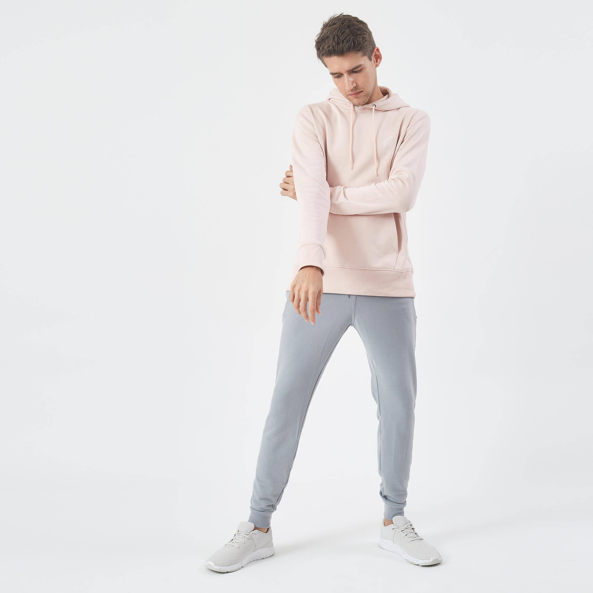 Men's Trackpant Jogger Slim Fit 500 For Gym- Steel Grey -  4