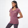 Women's Gym Cotton Blend Slim Fit Stretchy Printed Tshirt-Grape