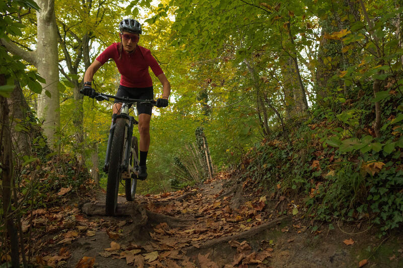 Spodenki rowerowe MTB damskie Rockrider Race na szelkach