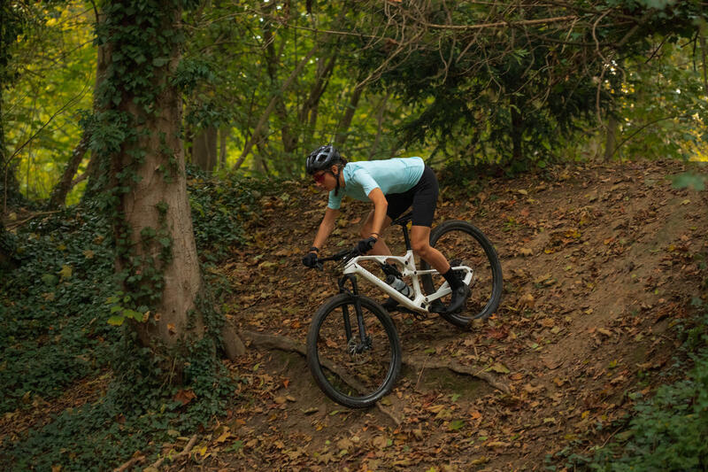 Spodenki rowerowe MTB damskie Rockrider Race na szelkach