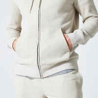 Men's Zip-Up Fitness Hoodie 500 Essentials - Linen Grey