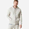 Men's Fleece Zip-Up Fitness Hoodie - Beige