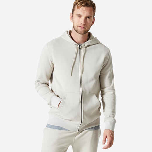 
      Men's Zip-Up Fitness Hoodie 500 Essentials - Linen Grey
  