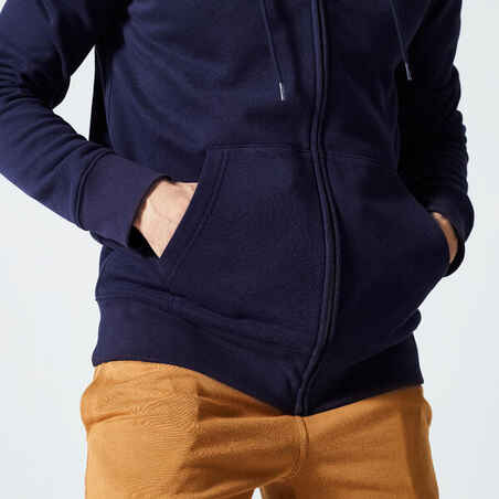 Men's Zip-Up Fitness Hoodie 500 Essentials - Dark Blue