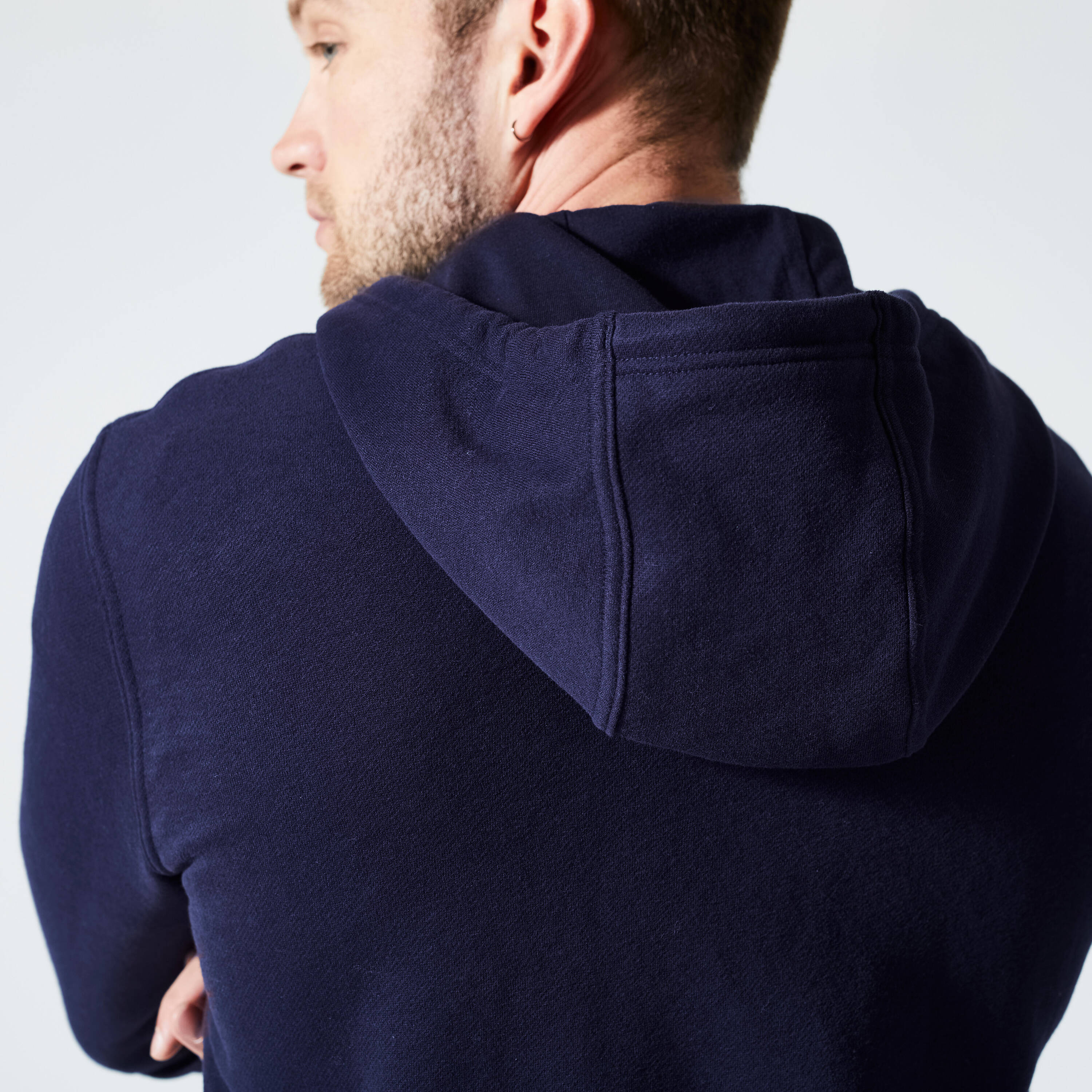 Men Fleece Hoodie, Full Zipped - Asphalt Blue -  5