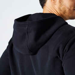 Men's Zip-Up Fitness Hoodie 500 Essentials - Black