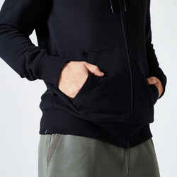 Ανδρικό φούτερ με κουκούλα με φερμουάρ για Fitness 500 Essentials - Μαύρο