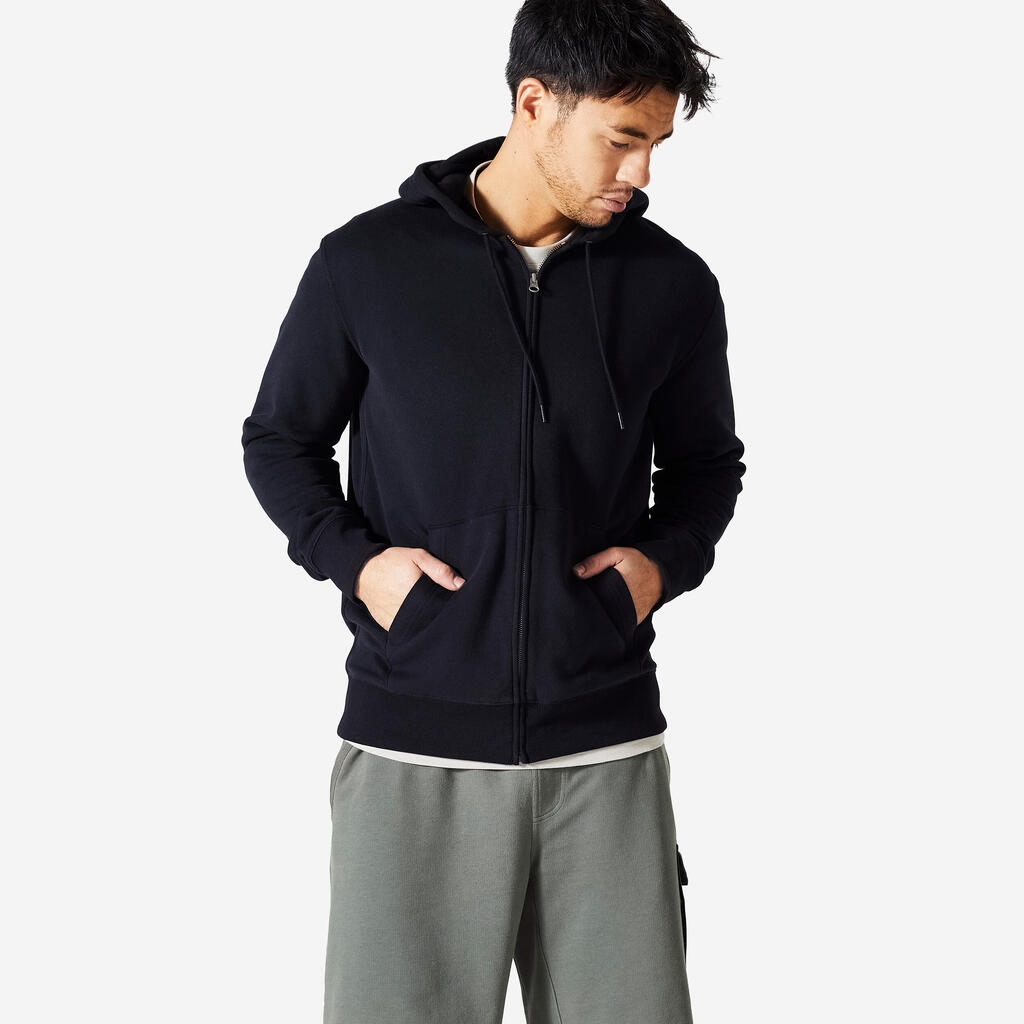 Men's Fitness Zipped Hoodie 500 Essentials - Grey