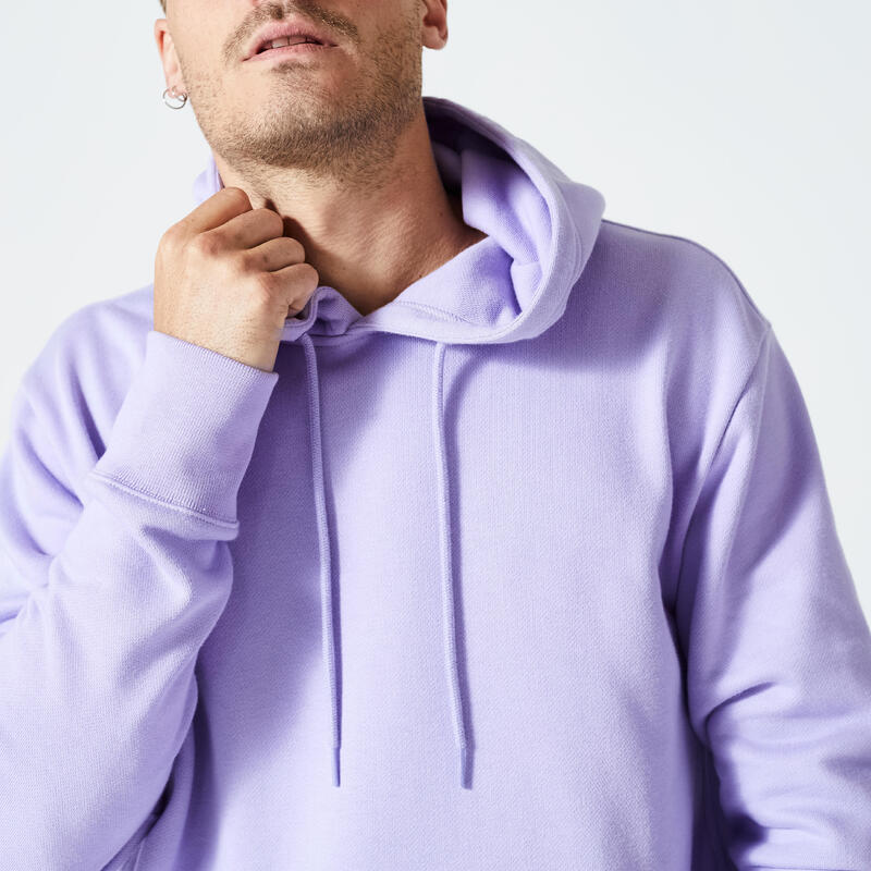 Sweat à capuche Fitness Homme - 500 Essentials Violet néon