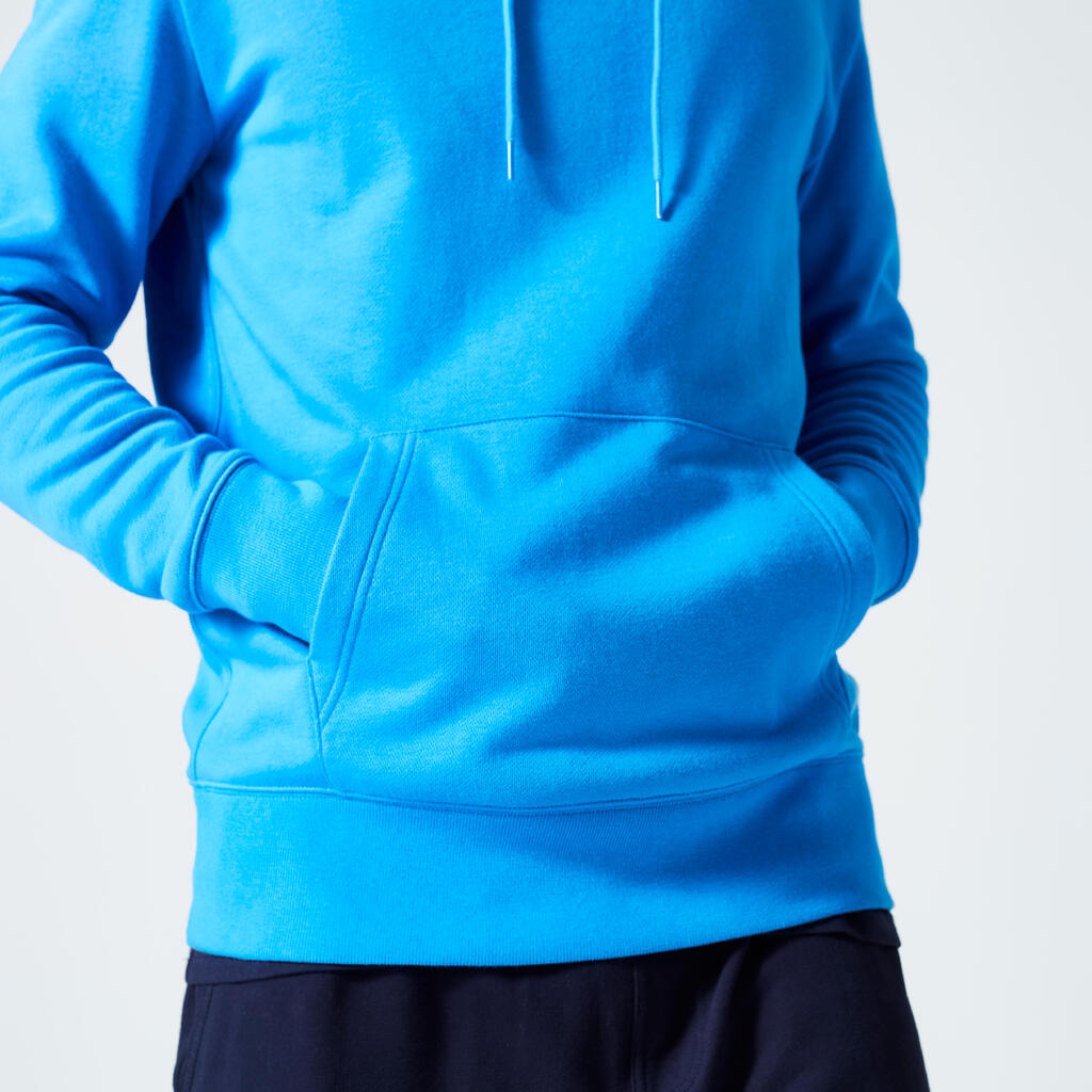 Men's Fitness Hoodie 500 Essentials - Light Blue