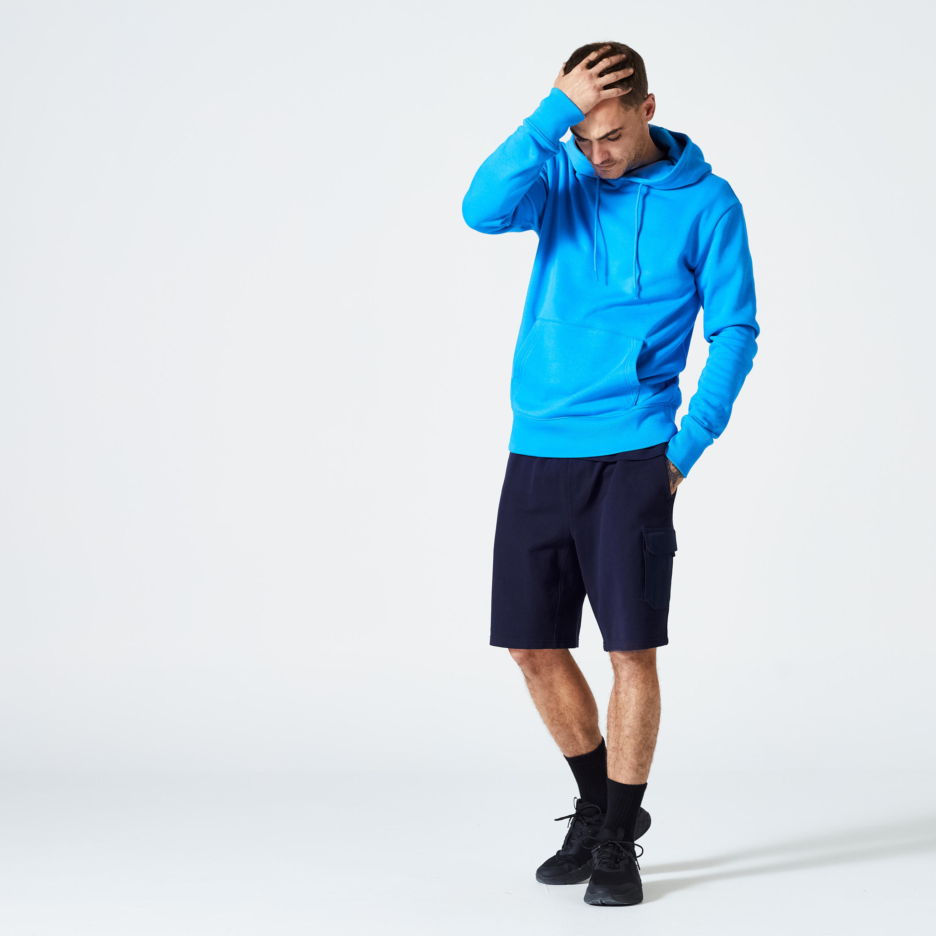 Men's Fitness Hoodie 500 Essentials - Light Blue 2/5