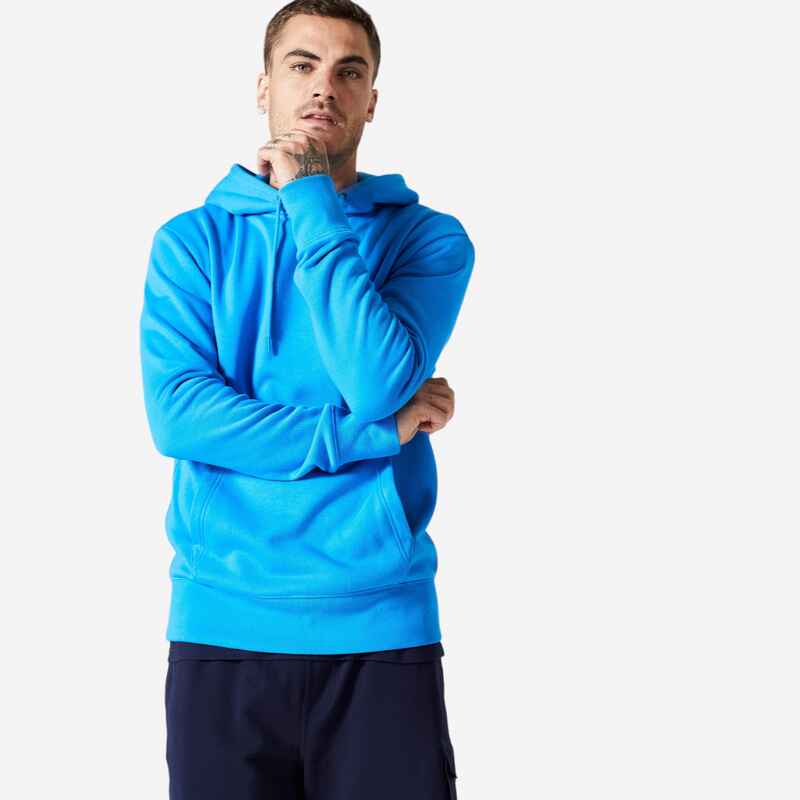 Kapuzenpullover Herren gerade lang Rundhals - 500 Essentials hellblau