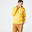 Lange hoodie voor fitness heren 500 Essentials ronde hals recht model mosterdgeel