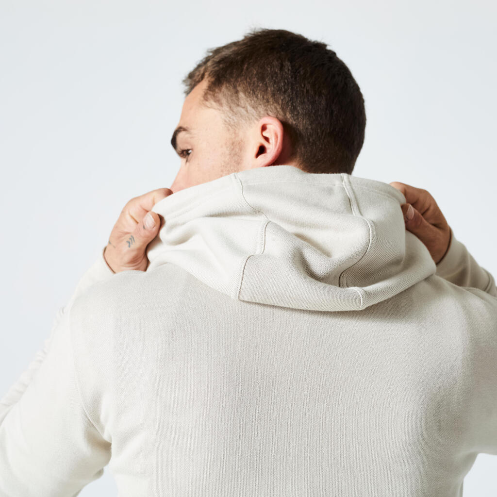 Sudadera de fitness con capucha en lino para hombre 500 Essential