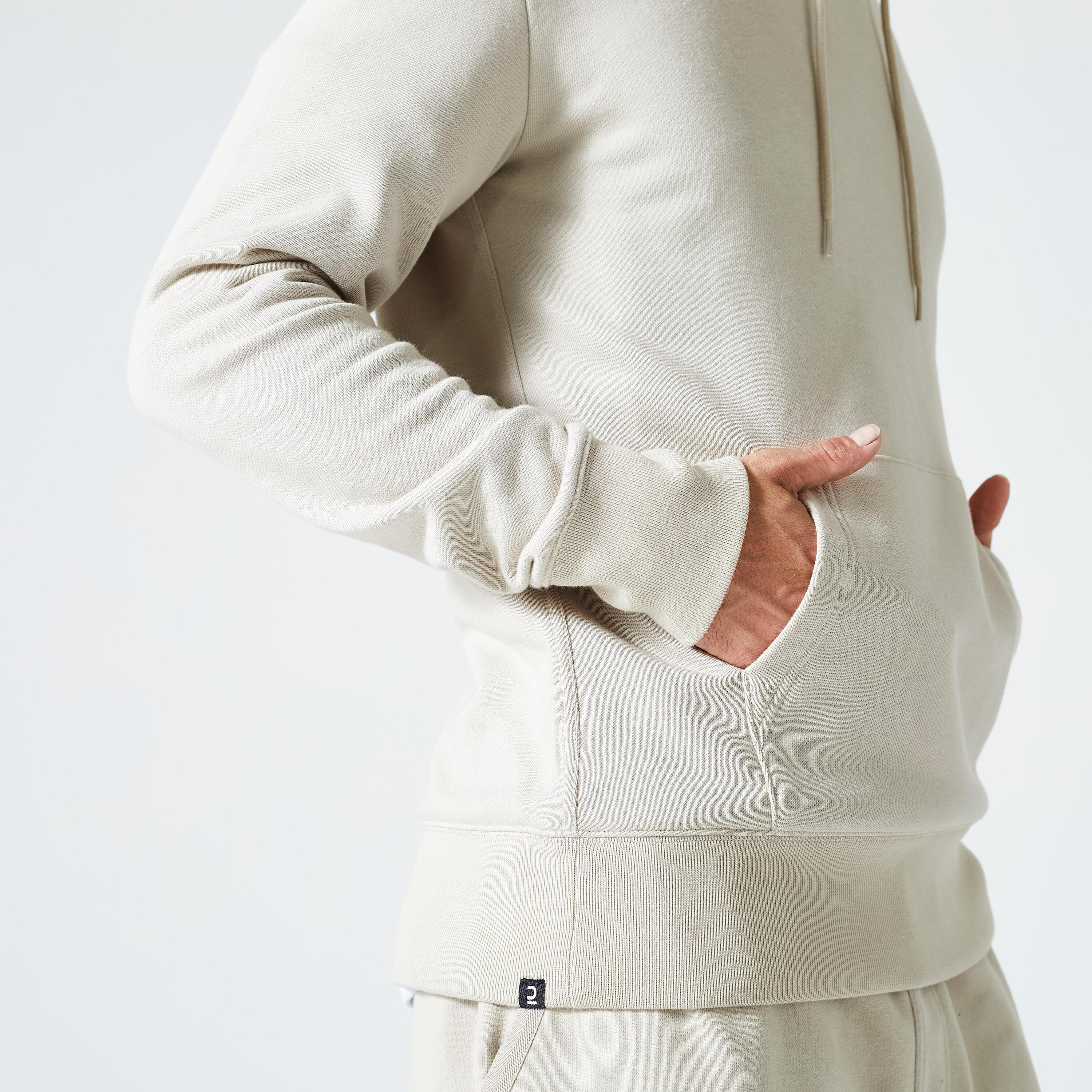 Hoodie de fitness para Hombre Domyos 500 beige 4/5