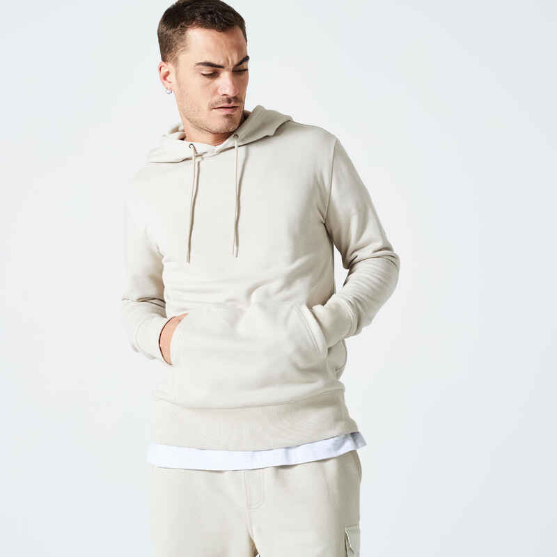 Men's Fitness Hoodie 500 Essentials - Linen