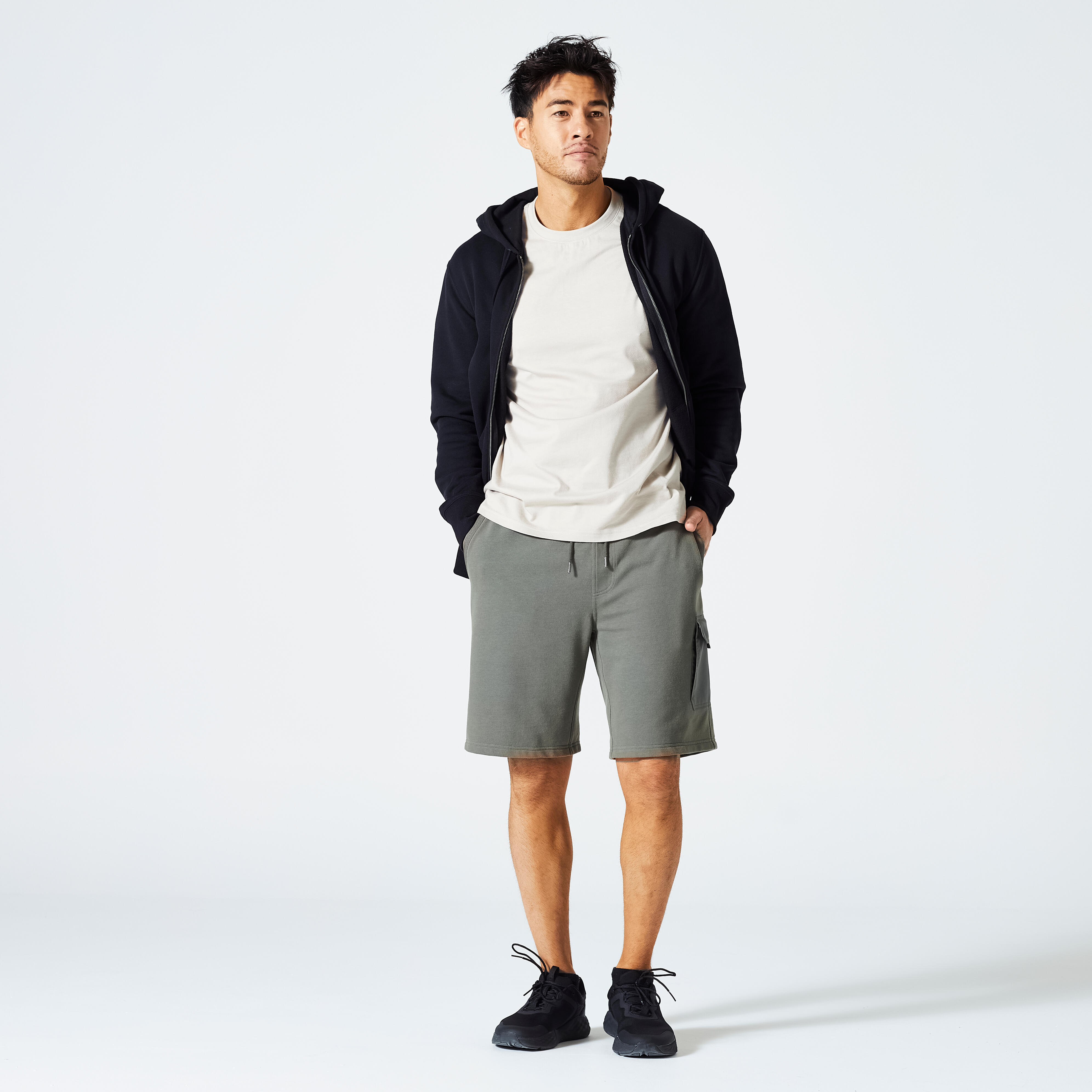 Men's Fitness Cargo Shorts 520 - Grey Khaki
