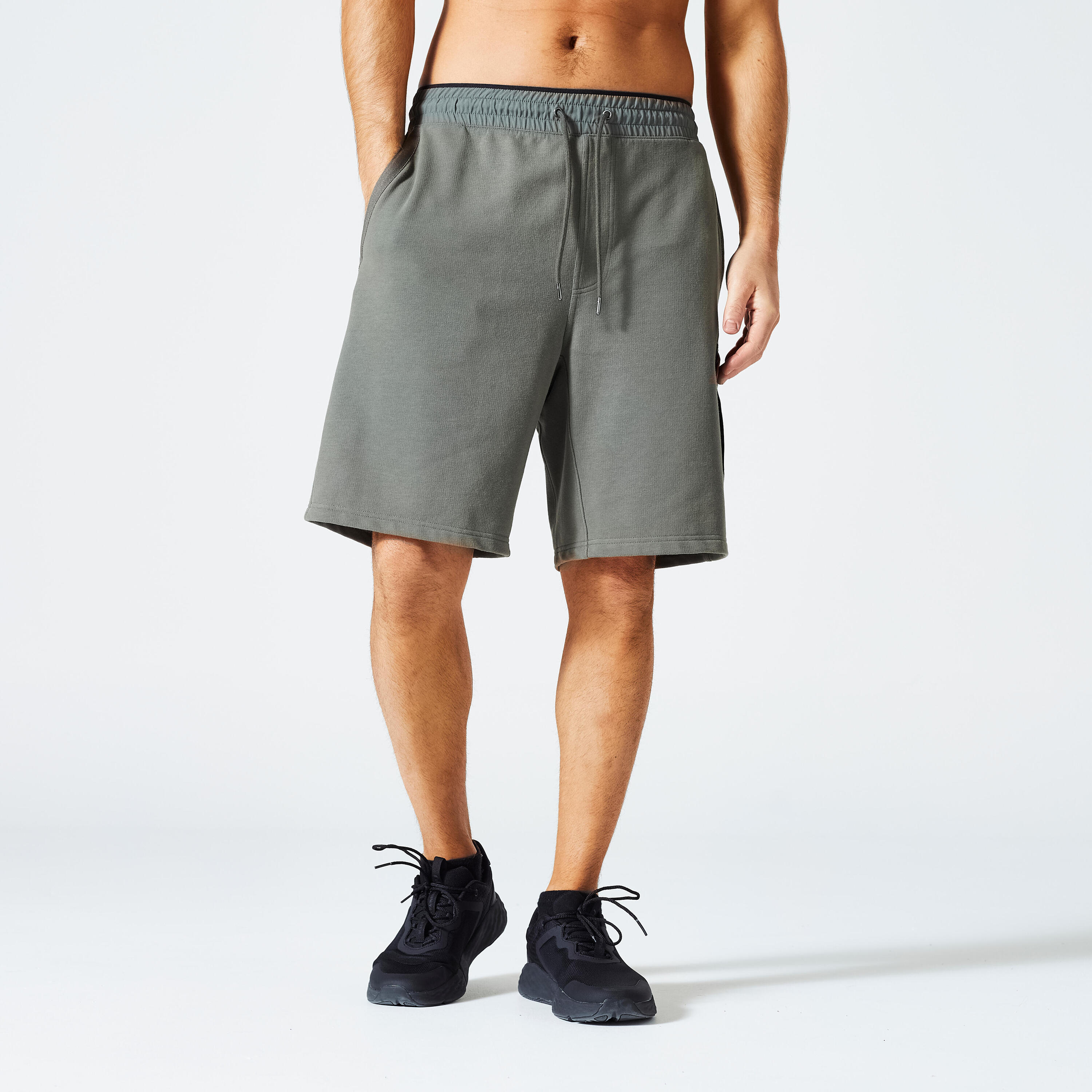 DOMYOS Men's Fitness Cargo Shorts 520 - Grey Khaki