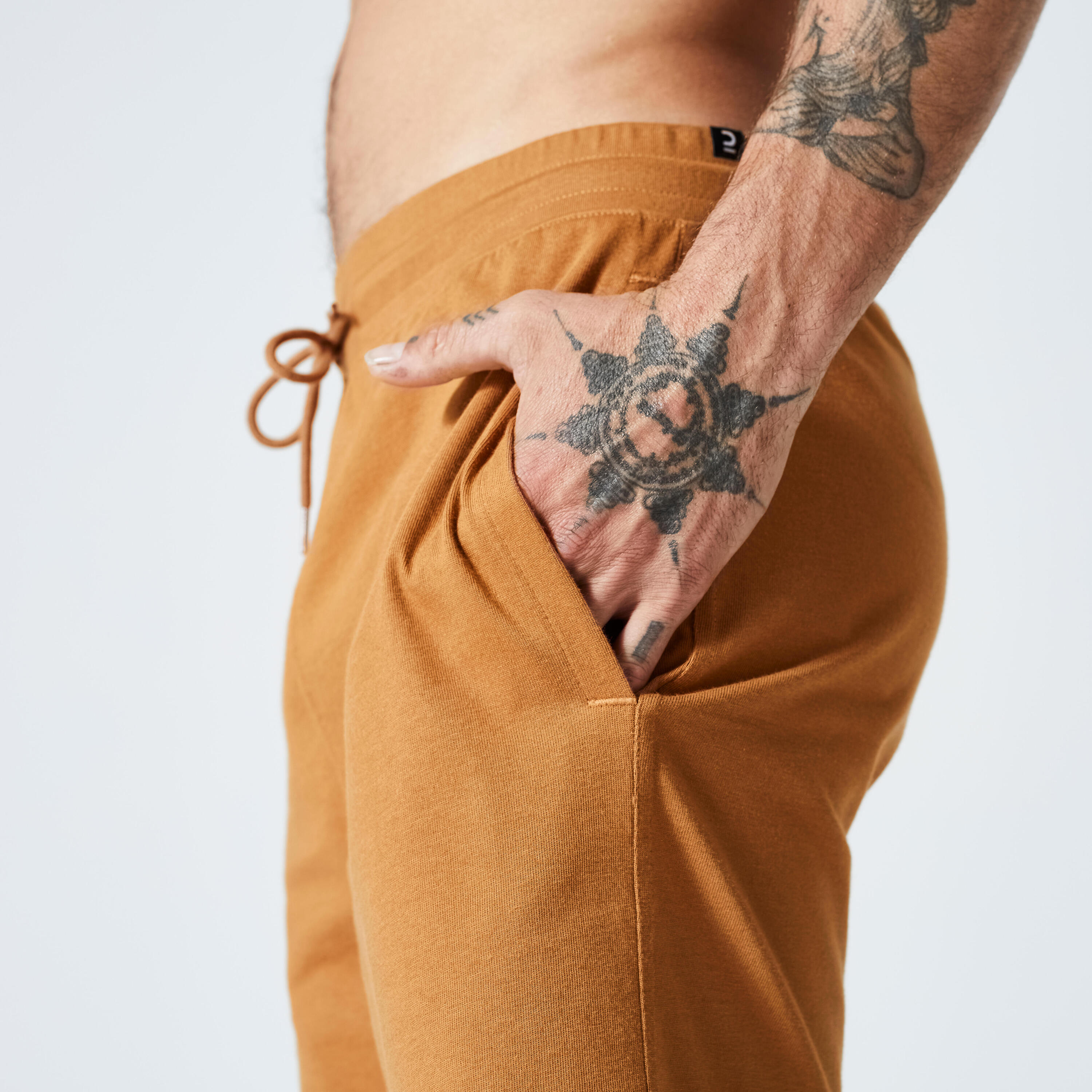 Men's Fitness Shorts 500 Essentials - Hazelnut Brown 4/5