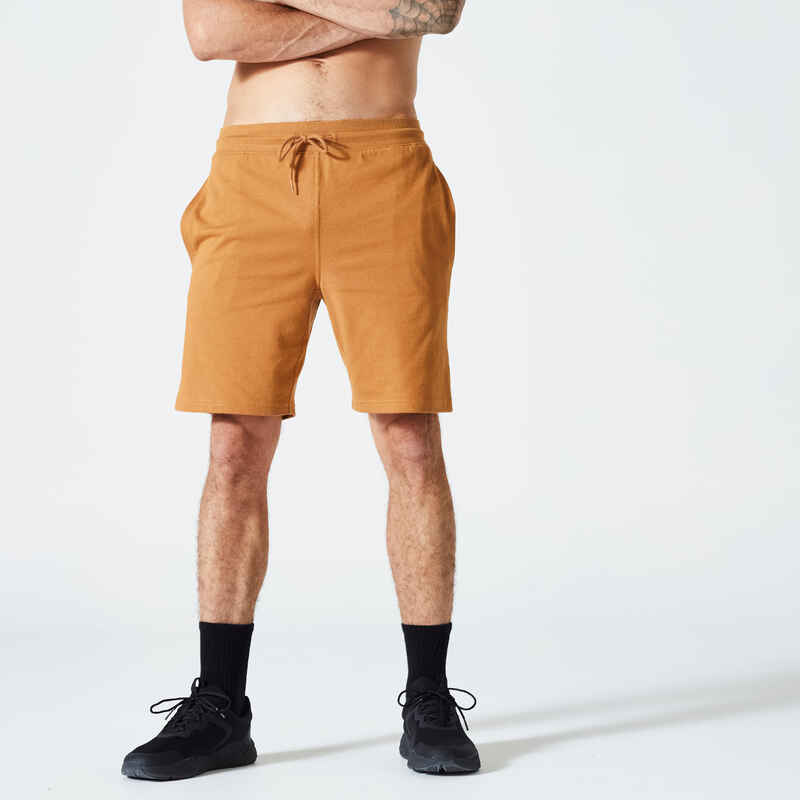 Men's Fitness Shorts 500 Essentials - Hazelnut Brown