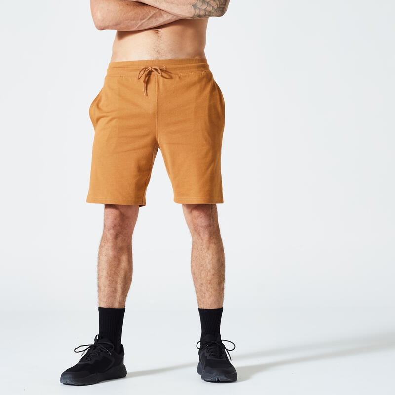 Short Fitness homme - 500 Essentials marron Noisette