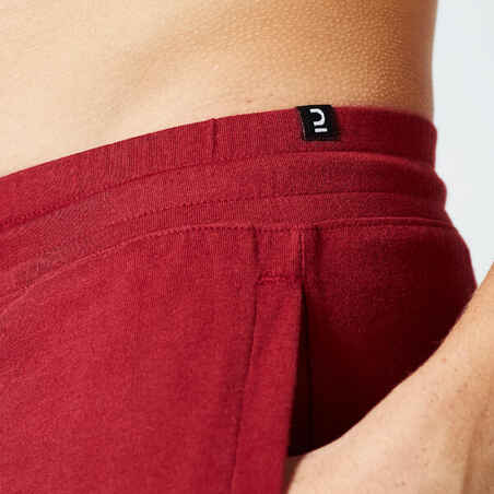 Men's Fitness Shorts 500 Essentials - Burgundy Red