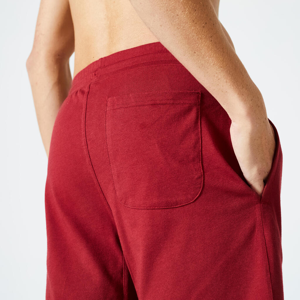 Men's Fitness Shorts 500 Essentials - Burgundy Red