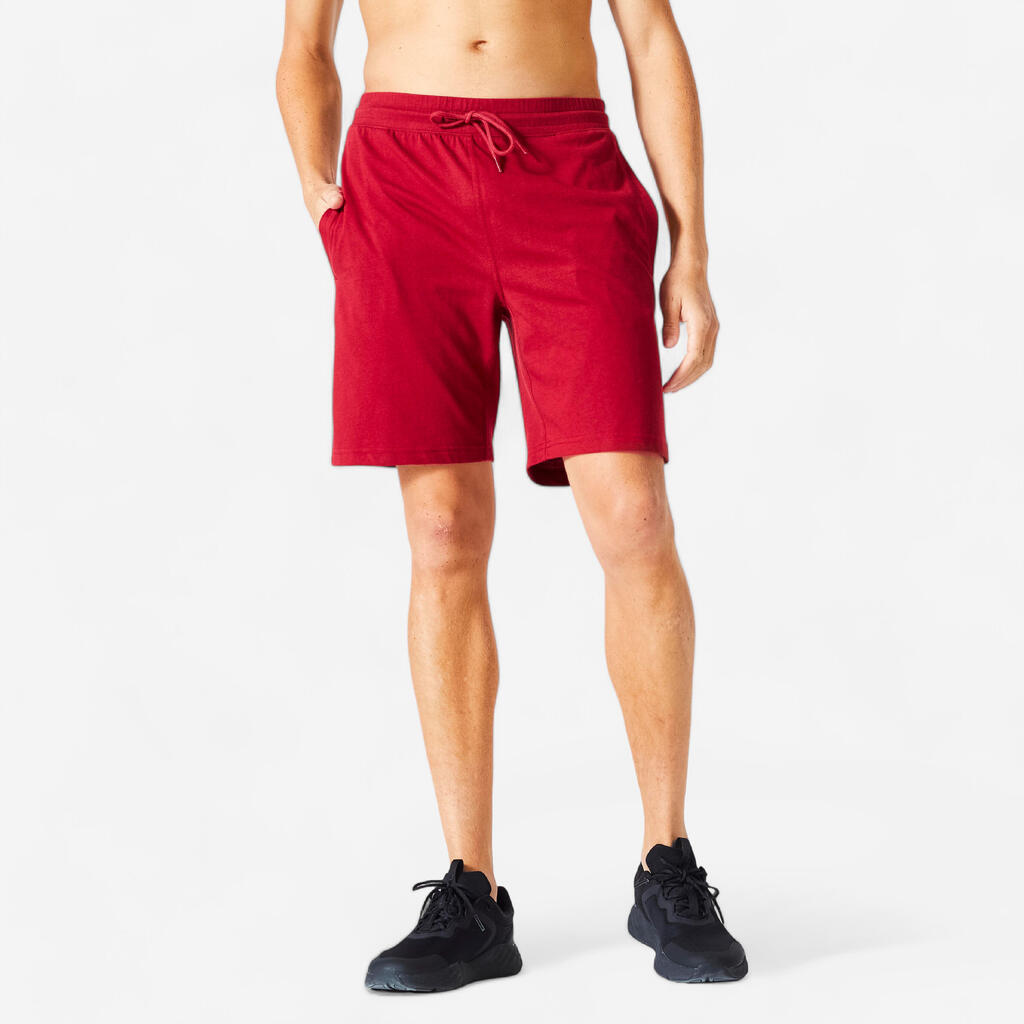 Short Fitness Homme - 500 Essentials rouge bordeaux