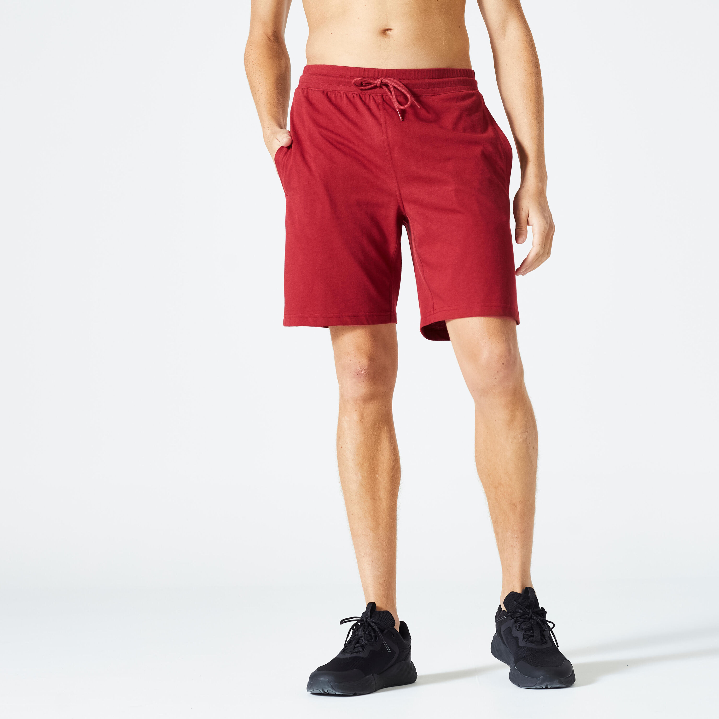 DOMYOS Men's Fitness Shorts 500 Essentials - Burgundy Red