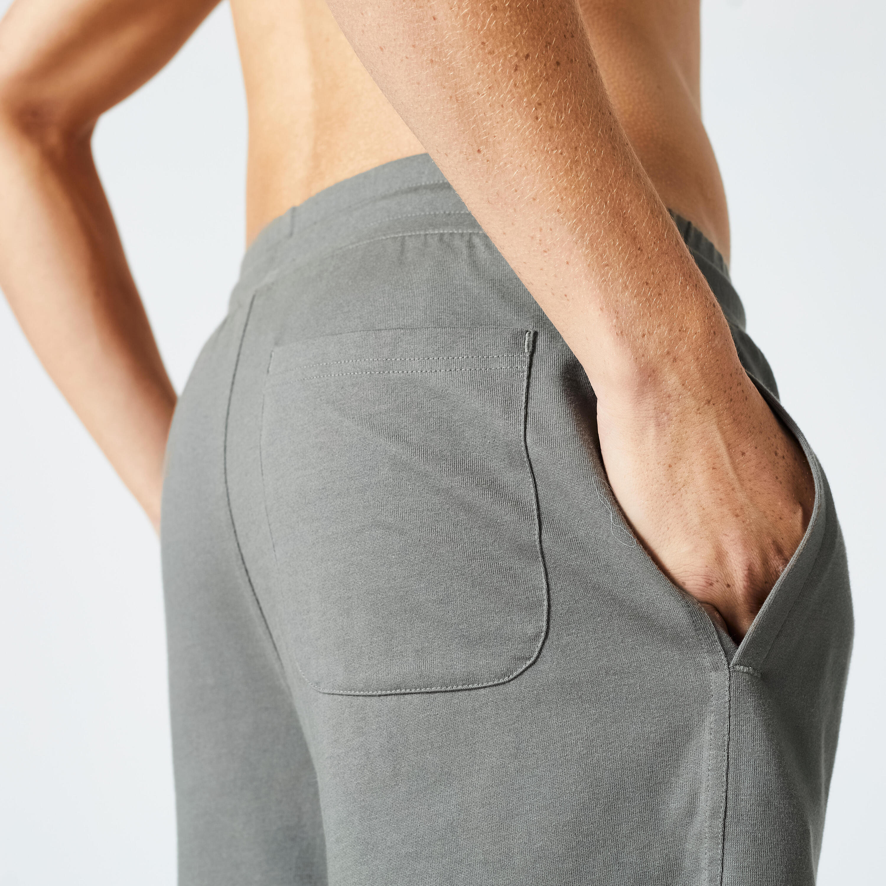 Men's Fitness Shorts 500 Essentials - Grey Khaki 6/7