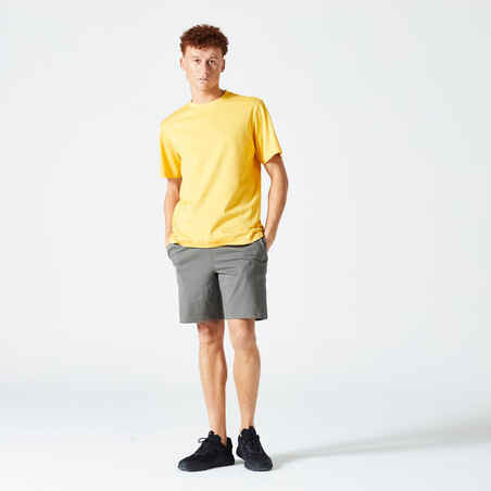 Men's Fitness Shorts 500 Essentials - Grey Khaki