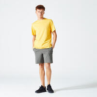 Short Fitness homme - 500 Essentials Kaki cendré