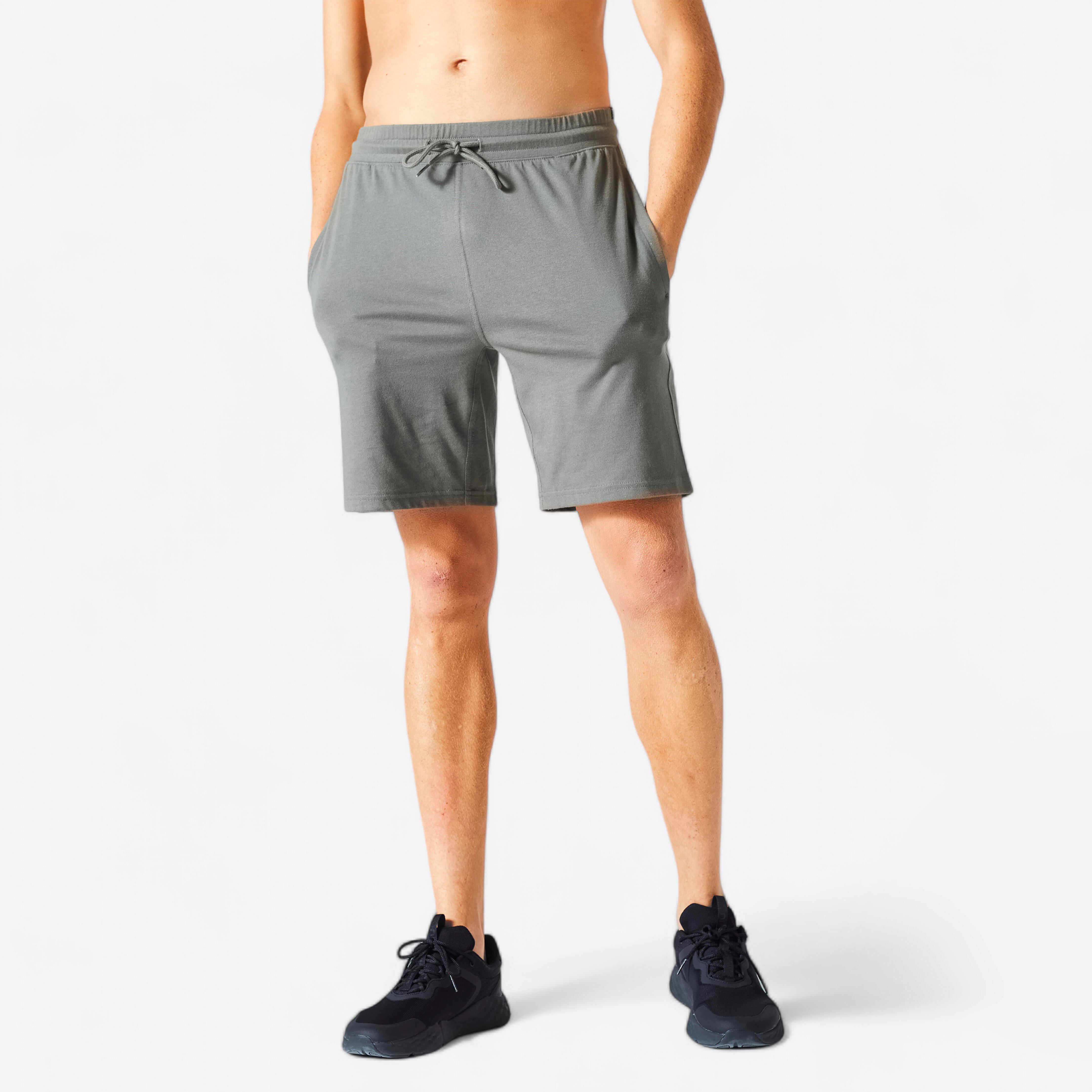 Men's Fitness Shorts 500 Essentials - Ash Khaki Green-image-30