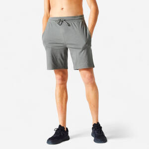 Men's Fitness Shorts 500 Essentials - Ash Khaki Green