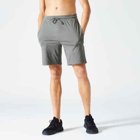 Men's Fitness Shorts 500 Essentials - Grey Khaki