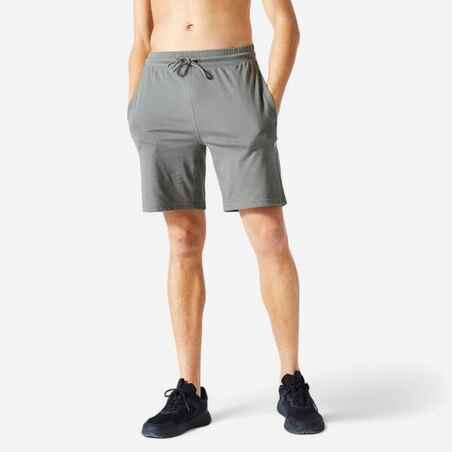 Men's Fitness Shorts 500 Essentials - Grey Khaki