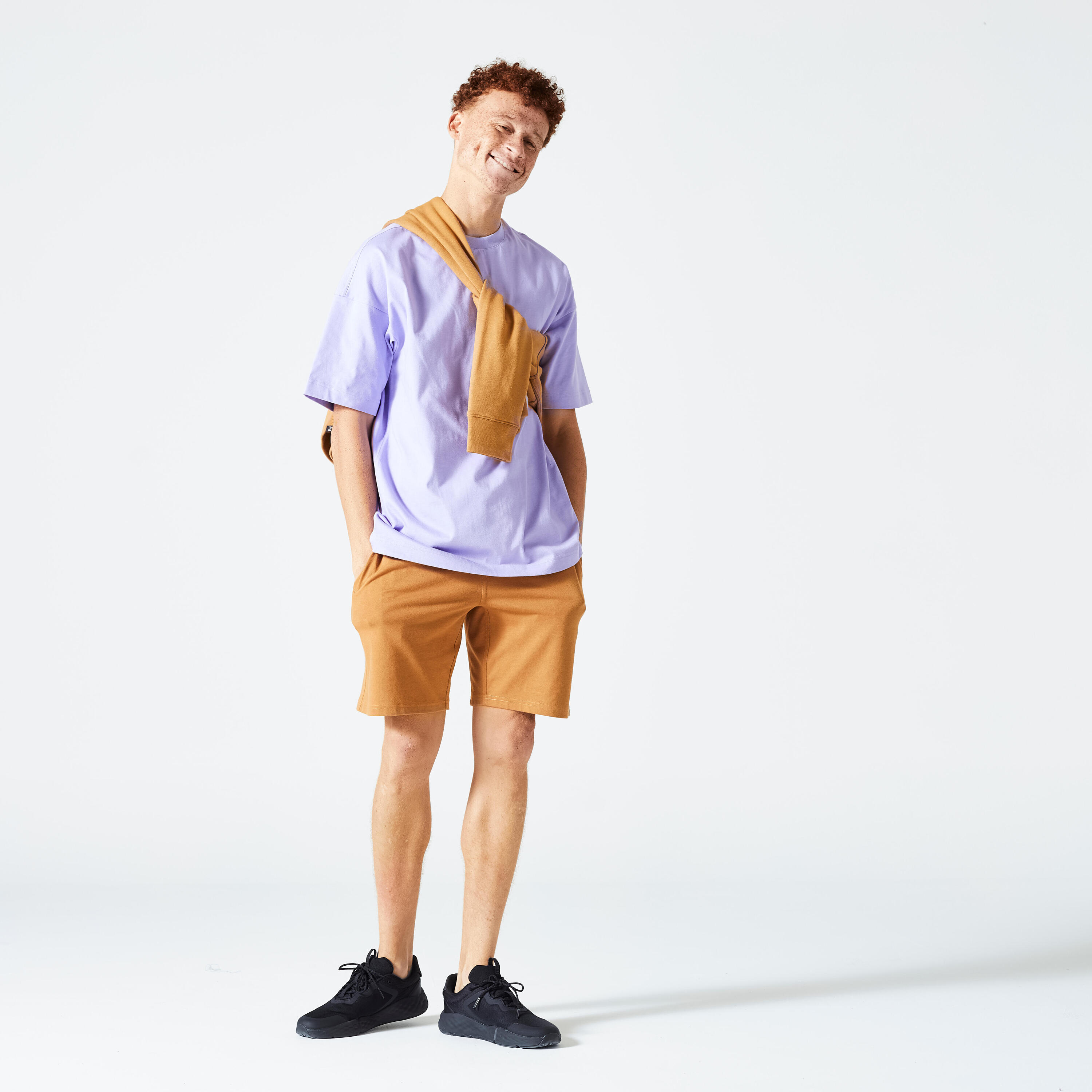 Men's Loose-Fit Fitness T-Shirt 520 - Neon Purple 2/5