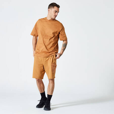 Men's Loose-Fit Fitness T-Shirt 520 - Hazelnut