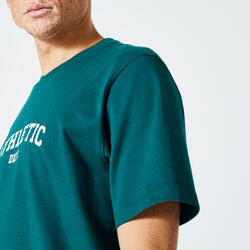 T-shirt Fitness Homme - 500 Essentials Imprimé Vert cyprès