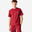 Camiseta Fitness 500 Essential Hombre Rojo Burdeos Estampado