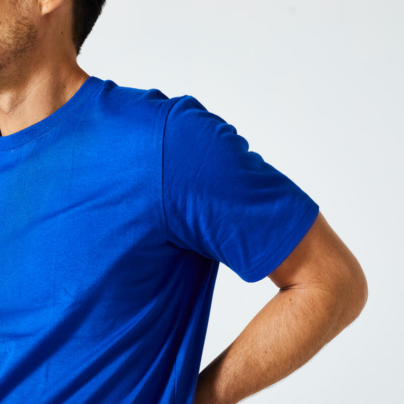 T-shirt uomo fitness 500 ESSENTIALS regular 100% cotone blu
