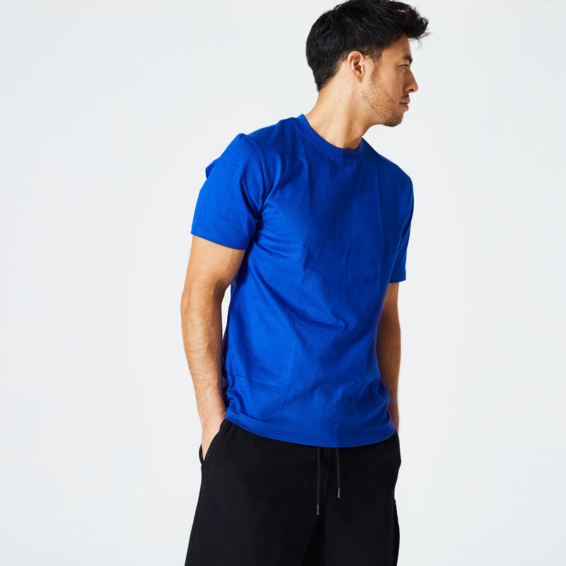 Camiseta Fitness 500 Essential Hombre Azul Índigo