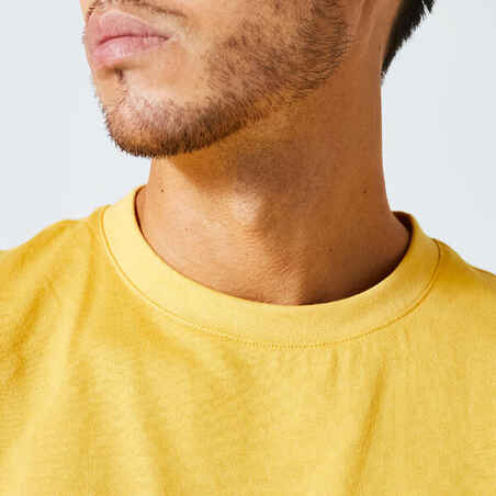 Men's Fitness T-Shirt 500 Essentials - Mustard Yellow